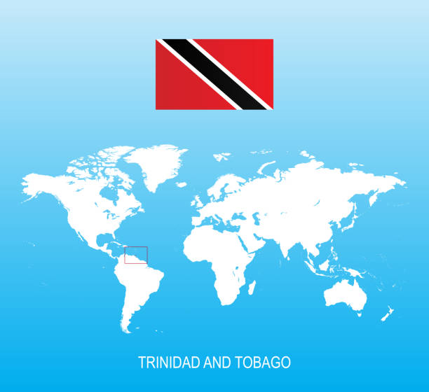 Flag Of Trinidad And Tobago And Location On World Map Stock Flag Of Trinidad And Tobago And Location On World Map 
