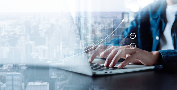 istock Businessman analyzing financial profit and economic growth graph chart. growth graph of business and blockchain technology Data analysis, Business planning and strategy concept. 2169727232