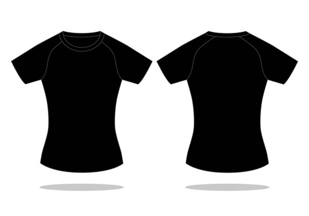 istock Women's blank black raglan short sleeve T-shirt template on white background 2169729100