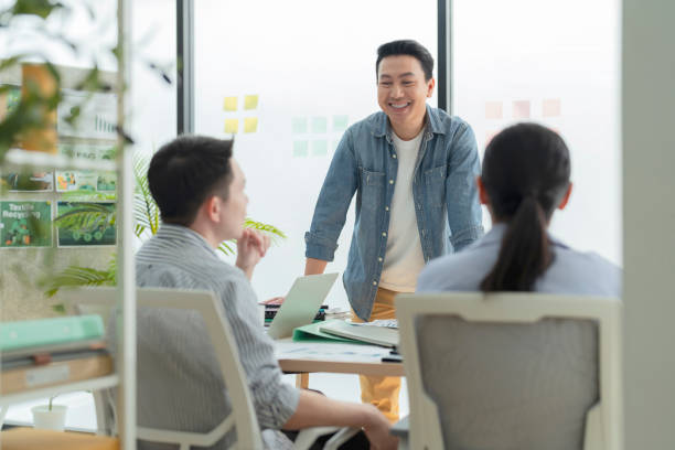 istock Ideas sharing for Business success. Business Development Teamwork start new project status meeting or decision to report, analyze and improve to increases team's overall productivity in a tech busines accountants and finance in office, laptop and strategy 2169731951