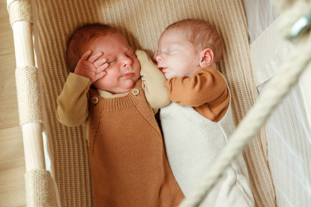 istock Cute Fraternal Twin Babies, Brothers, lying on their back 2169734127