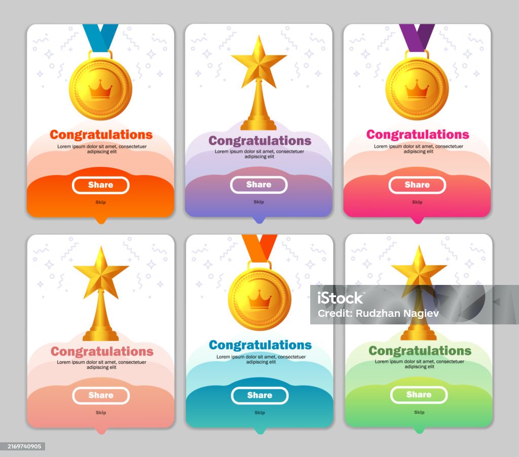 Congratulations User Interface Congratulations Pop Up Banner Set Element For User Interface And Web ...