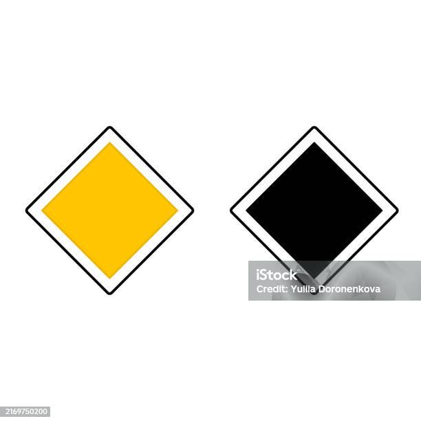 Vektor Rambu Rambu Rambu Jalan Prioritas Ramburambu Jalan Berlian Kuning Ikon Vektor Hitam ...