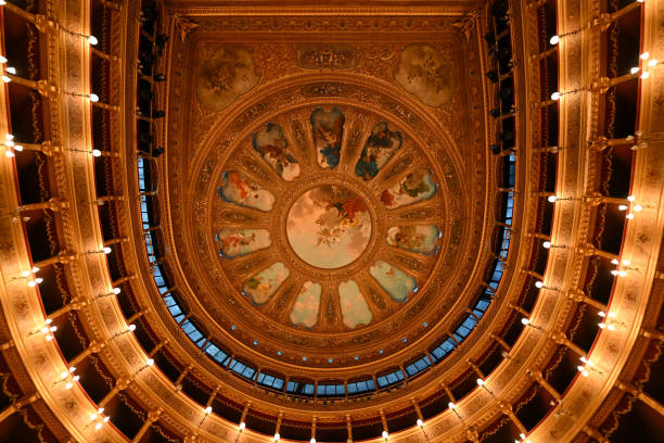 Palermo, Italy - Aug 30, 2023: Interior of Teatro Massimo Vittorio Emanuel opera house located on the Piazza Verdi in Palermo, Sicily.