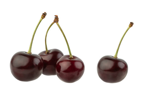istock Cherry with leaves on a white background 2169755386