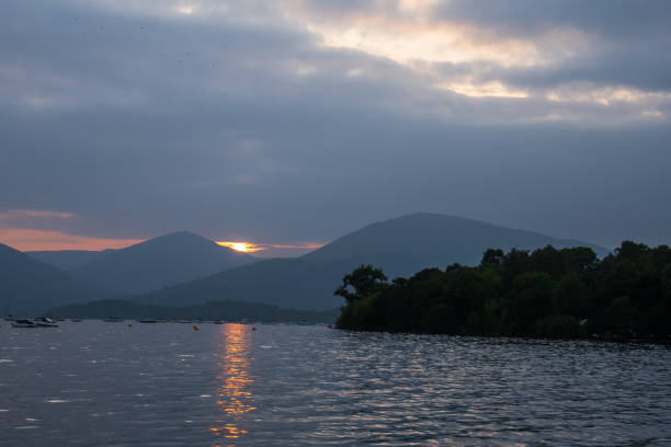 The southern end of Loch Lochy at Gairlochy in the Scottish Highlands at dawn