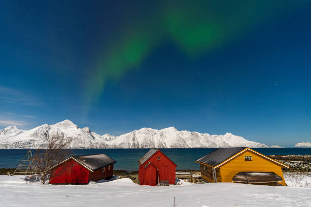 istock Northern lights over snow-capped mountains, Norway 2169784550