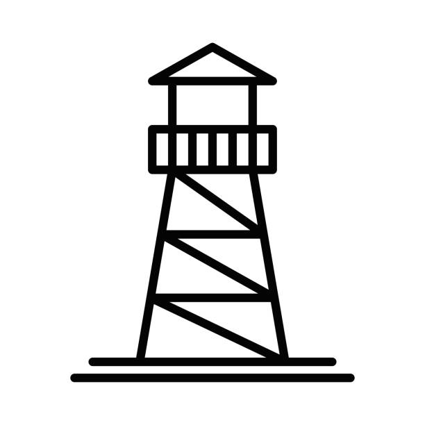 Watchtower outline vector icon. Editable stroke. Watchtower outline vector icon. Editable stroke prison watch tower stock illustrations