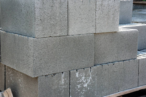 istock Concrete blocks, gray uniform brick, close-up 2169796124