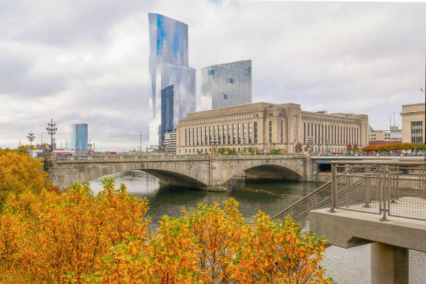 Autumn in Philadelphia city. View by Schuylkill river/