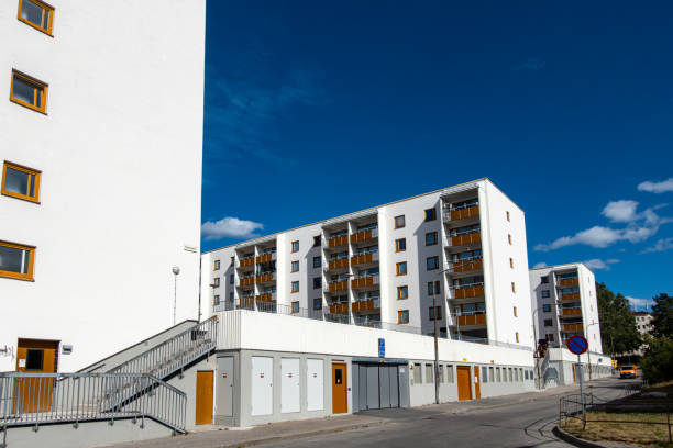 Stockholm, Sweden Residential apartment buildings in the Rinkeby suburb.