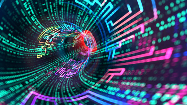 istock Information and data flow. Colorful digital tunnel. Technology and artificial Intelligence concept. 2169804946