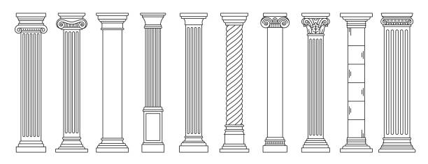 řecké sloupy a římské sloupy architektura - sloup stock ilustrace