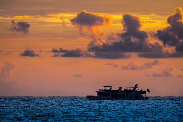 Manila Bay with Ship at Sunset in the Philippines
