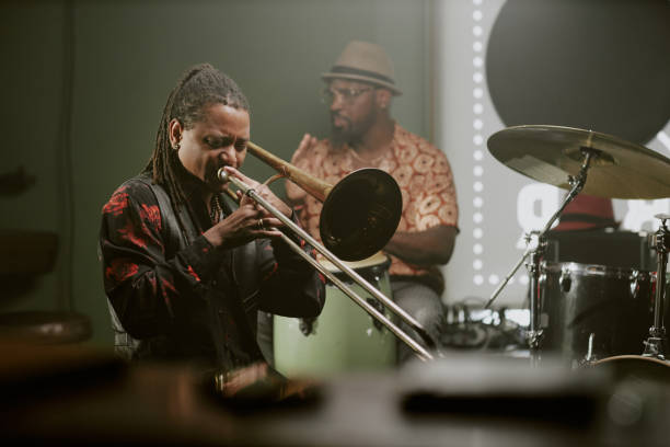 istock Black Man Playing Trombone During Rehearsal 2169813776