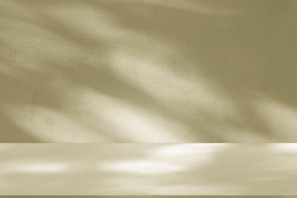 istock Studio style background wall decoration presentation uses white and beige tones. with shadows cast from a nearby window, concept creating a decorative 2169820055