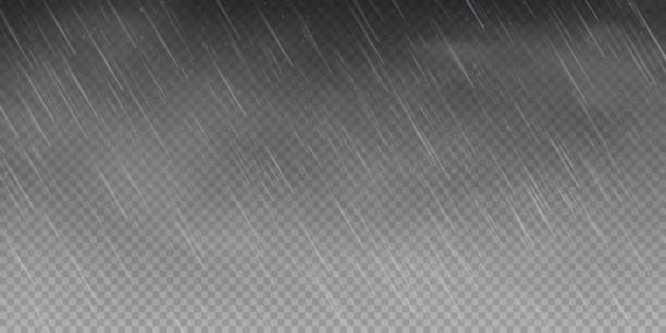 istock Raindrops on transparent background. Storm with rain and white cloud isolated on transparent background. Downpour, hail rainy weather. Rain and snow, rain and hail. 2169824350