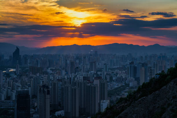 Lanzhou, Gansu, city scenery, sunset over the Yellow River