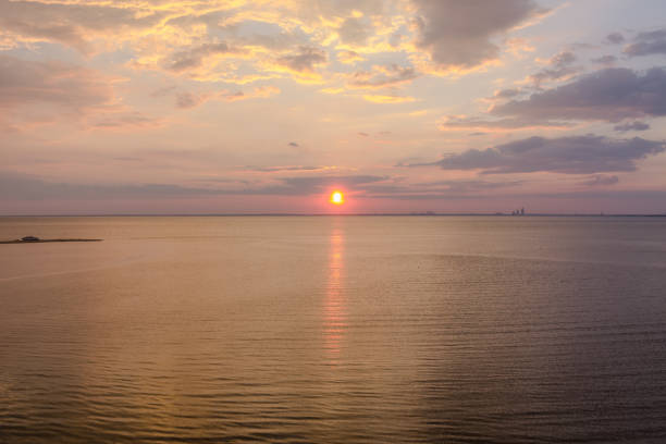 Bayfront Park pier at sunset on the Eastern shore of Mobile Bay in Daphne, Alabama