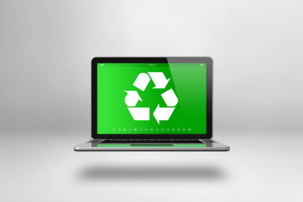 istock Laptop computer with a recycling symbol on screen. environmental conservation concept 2169839149