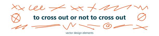 Set of strikethroughs in red pen. A variety of design elements for cross out, annotations and adjustments. Vector template Set of strikethroughs in red pen. A variety of design elements for cross out, annotations and adjustments. Vector graphics tick off stock illustrations