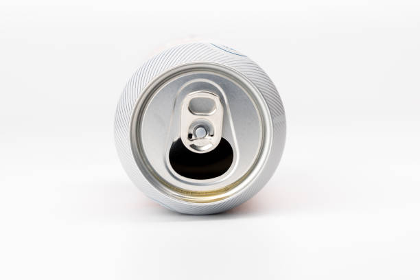 istock Opened Beer Can with Focused Details Against a White Backdrop 2169843581