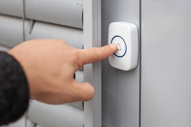 istock Wireless Doorbell Mounted on Brick Wall 2169848530