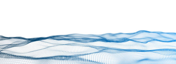 istock Abstract technology wave with motion glowing dots. Dark cyberspace in digital background. Connection big data. Futuristic wireframe texture. Dynamic analysis a network connection. 3D rendering. 2169848715