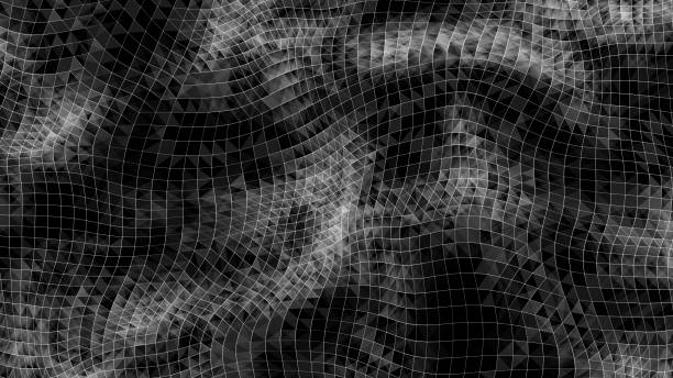 istock Dark cyberspace in digital background. Abstract technology wave with motion glowing dots and lines with top view. Connection big data. Futuristic wireframe texture. 3D rendering. 2169848852