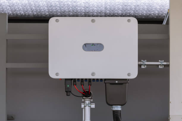 istock Inverter solar panel in electrical room. Electrical control cabinet of solar cell PV grid tile Inverter system. Save electric bill with innovation technology. 2169849214
