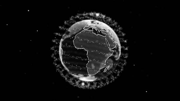 istock Virtual security planet Earth managing ai. Abstract network connection on digital background. Technology processing data in galaxy. Futuristic 3D wireframe sphere. Globe polygon. 3D rendering. 2169849538