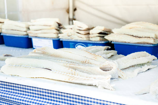 Salted cod loin sale in the market