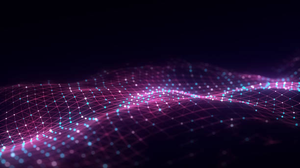 istock Colors wave with motion dots and lines. Abstract digital background. Concept connection big data. Futuristic technology backdrop. 3D rendering. 2169852506