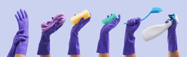 istock Collection of female hands holding cleaning supplies 2169852607