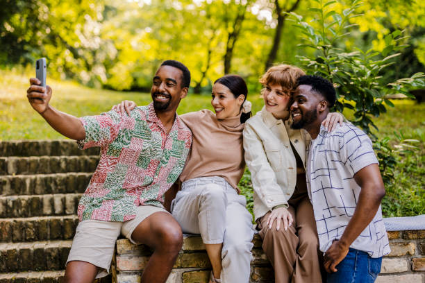 istock Friends taking a group selfie on a terrace in nature 2169858767
