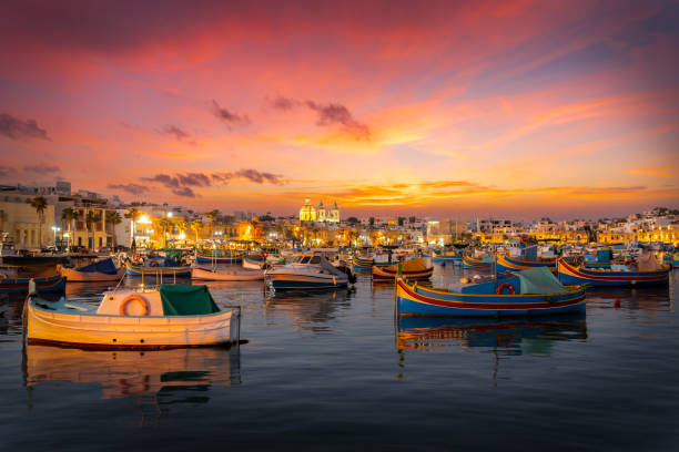 Sunset at Marsaxlokk, Malta