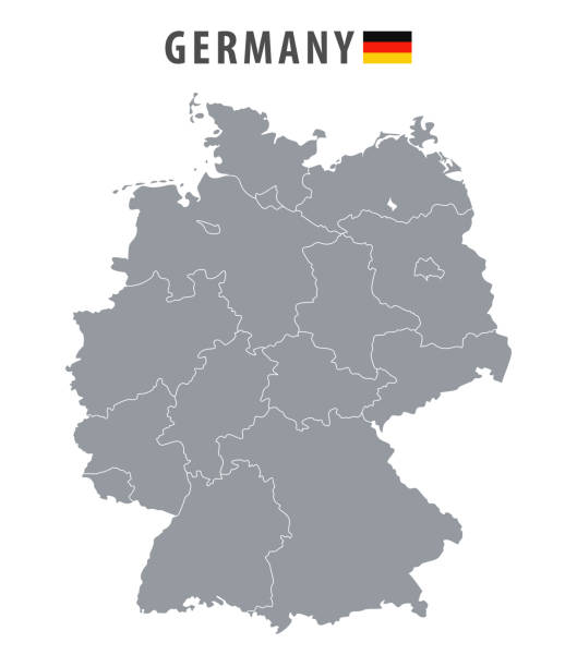ilustraciones, imágenes clip art, dibujos animados e iconos de stock de alemania - mapa detallado con las regiones de los países. - alemania