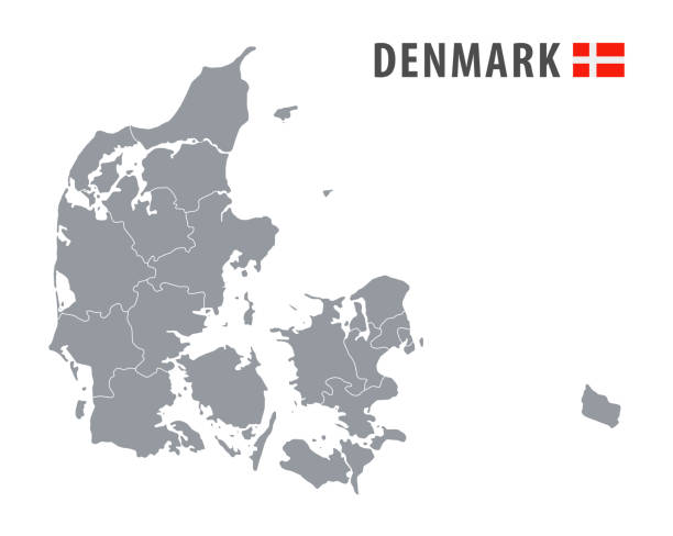 Denmark - detailed map with country regions. Denmark - detailed map with country regions. Vector illustration map of aalborg denmark stock illustrations