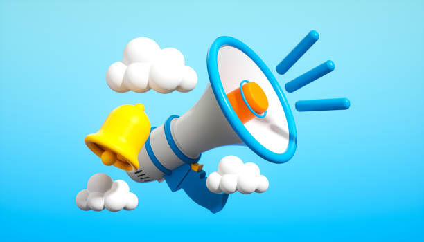 istock 3D Megaphone with Speech Bubble and Bell Notification for Announcements, 3D Render 2169883980