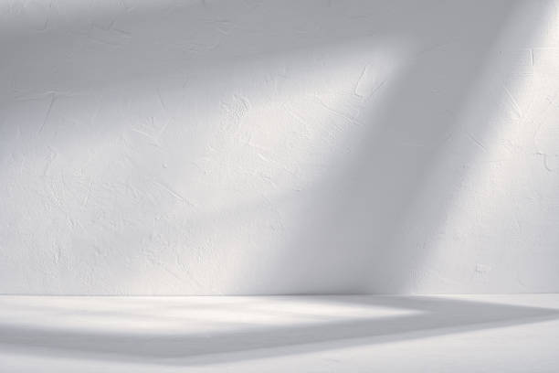 istock Soft light and shadows on background with white wall and tabletop early in morning in minimalist space 2169887298