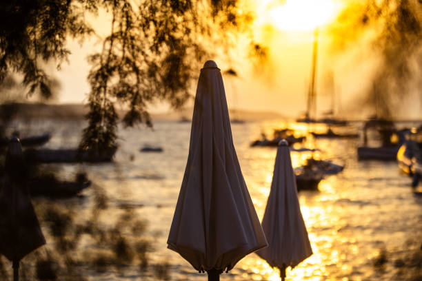 Summer beach at sunset.\nHvar - Croatia.
