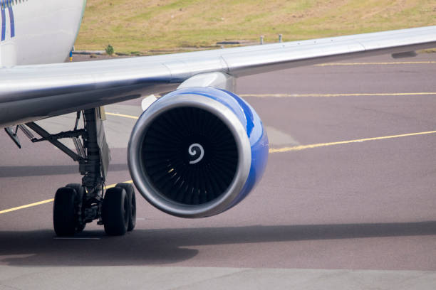 Close Up Motor Icelandair Plane At Schiphol The Netherlands 29-8-2024