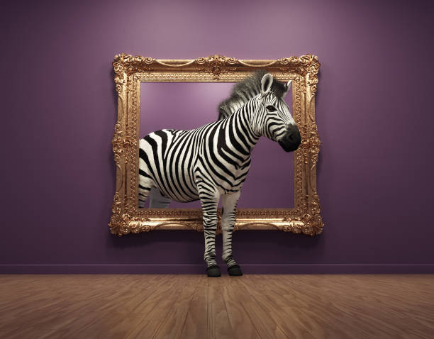 istock Zebra coming out of a painting. Creativity concept. 2169902946