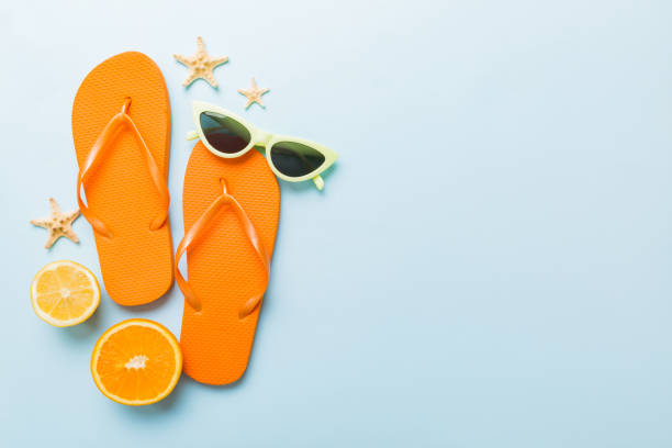 Flip-flops isolated on orange background