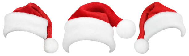 istock Set of Santa Claus red hats on white 2169909498