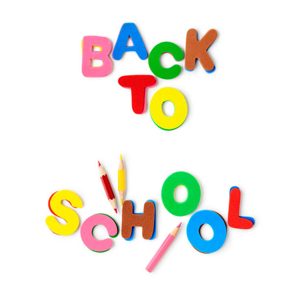 Back to school concept with variety of office and school supplies on black chalkboard background.