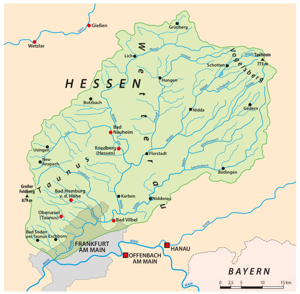 istock Map of the tributaries and drainage basins of the Hessian river Nidda, Germany 2169911134