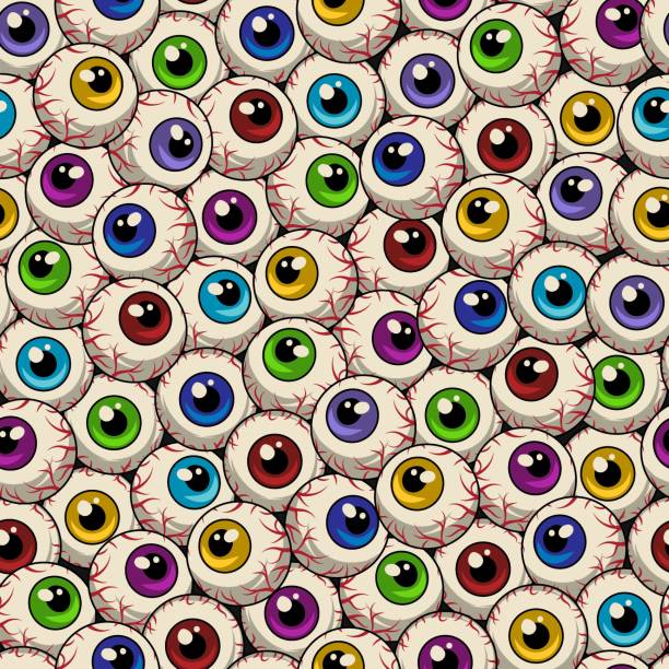 istock Seamless pattern with colorful eyeballs. Densely packed eyes. Creepy bizarre illustration for Halloween holiday. 2169914683