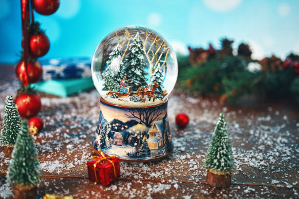 Christmas Decoration with Snow Globe and Holiday Lights