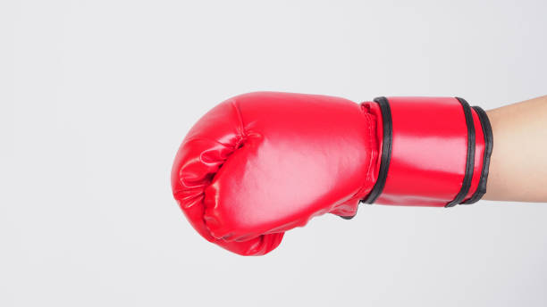 istock Hand wear red Boxing gloves on white background. 2169922248